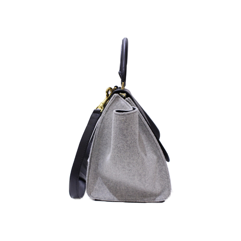 CELINE Trapeze Leather Felt Black Gray Handbag Shoulder Bag Strap - Picture 3 of 7